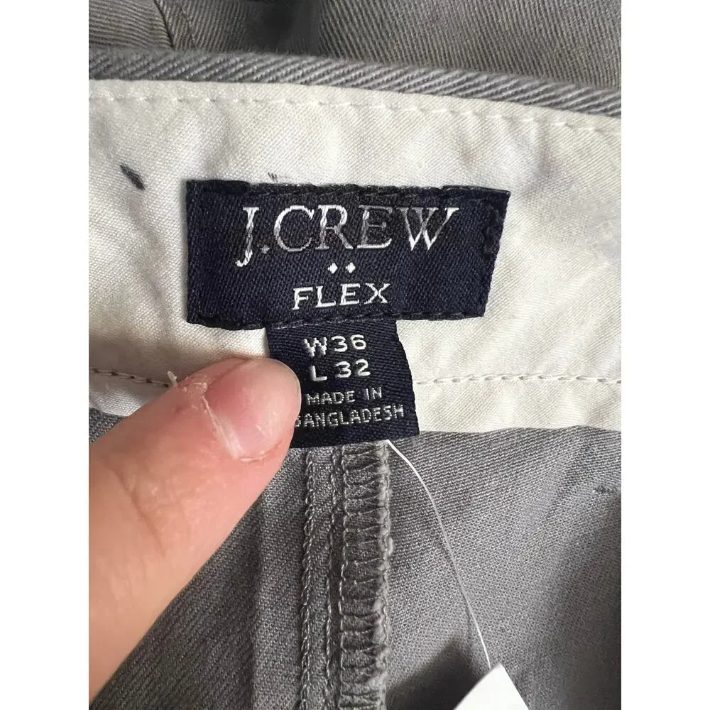 NWT J. Crew Men's Straight-Fit Flex Chino Pant Flat Front Slate Gray Size 36x32